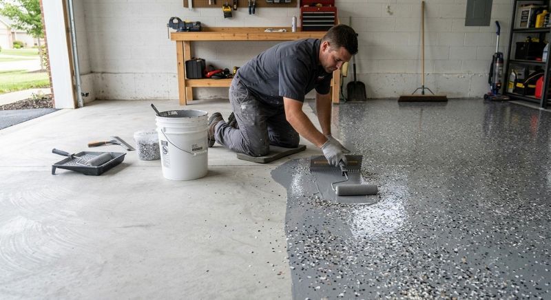 Speckled Garage Floor Painting in Greensboro, NC